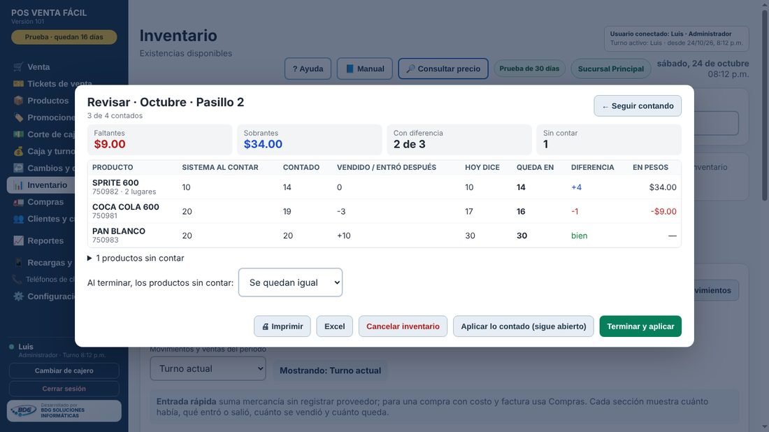 Inventario en vivo en la computadora