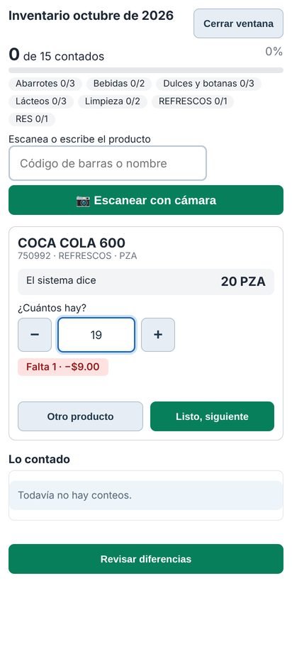 Contando inventario en el celular