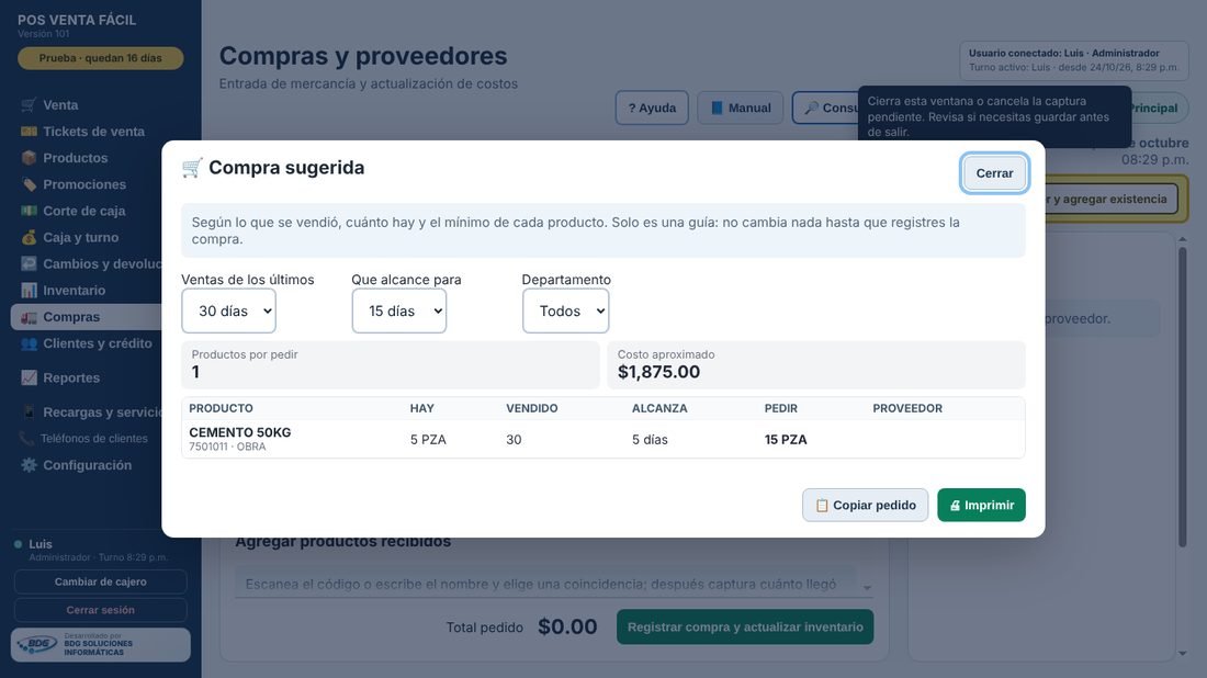Compra sugerida